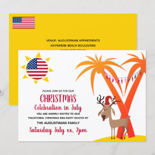 CHRISTMAS CELEBRATION IN JULY USA BBQ Party Invitation