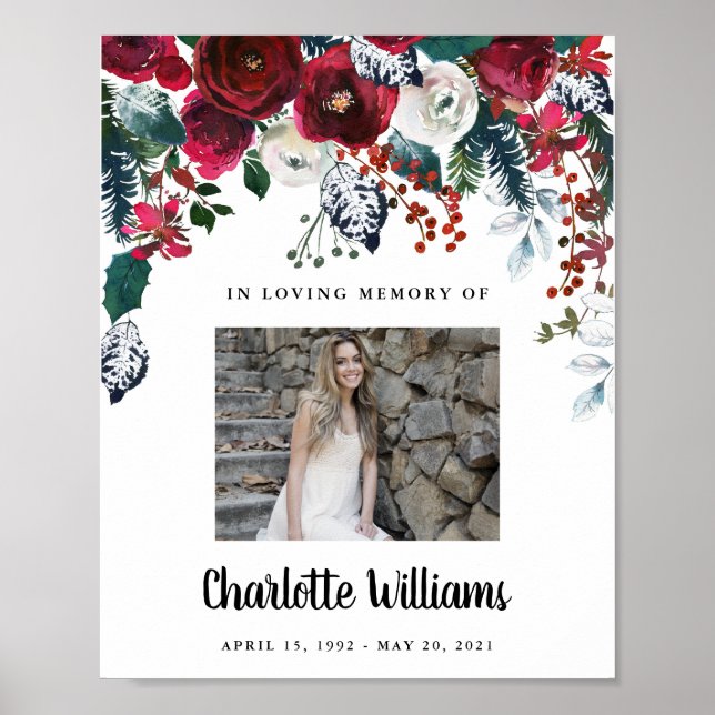 Christmas Celebration Of Life Photo Sign (Front)