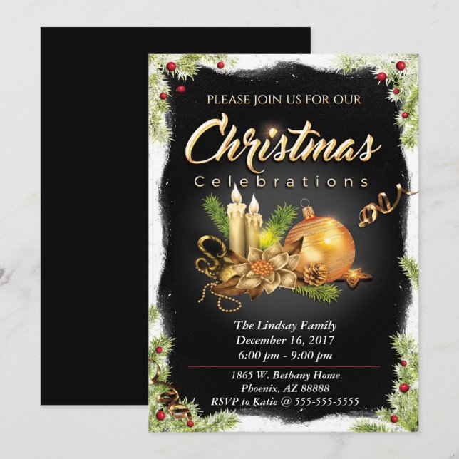 Christmas Celebration Party Invitation (Front/Back)