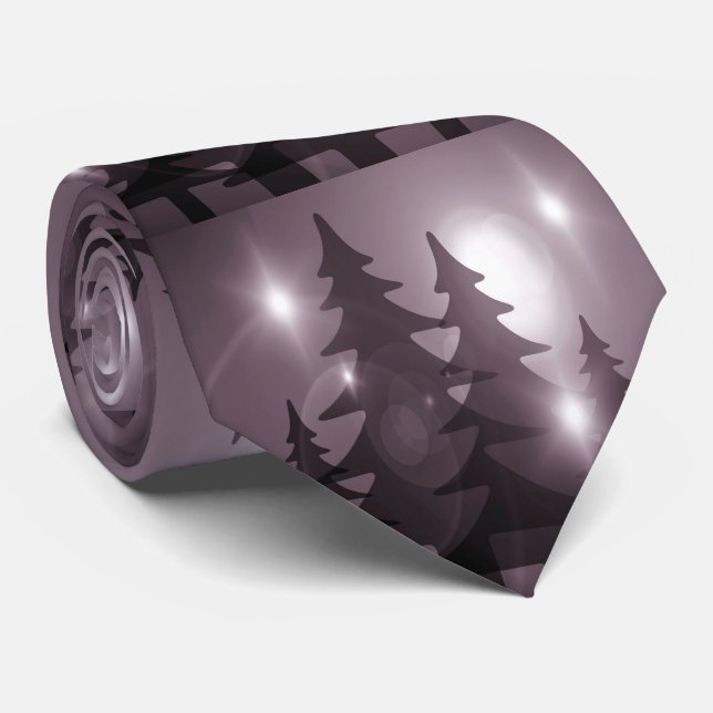 Christmas Celebration Pink Trees Purple Elegant Tie (Rolled)