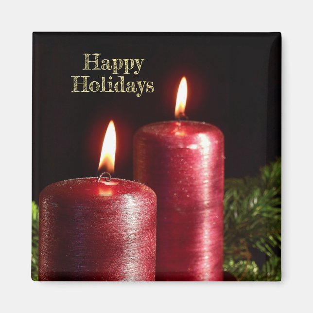 Christmas Celebration Red Candles Winter Holidays Magnet (Front)