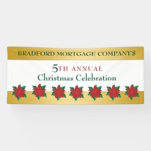 Christmas Celebration Red Poinsettia's Banner