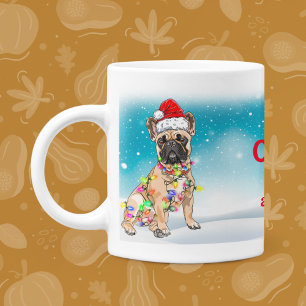 Christmas Celebration Santa Claus Pug Pet Dog Name Coffee Mug