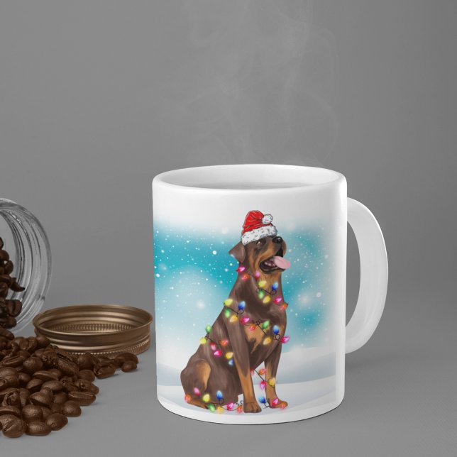 Christmas Celebration Santa Rottweilers Dog Name Coffee Mug (Creator Uploaded)