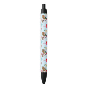 Christmas Celebration With Goofy Bulldog   Black Ink Pen