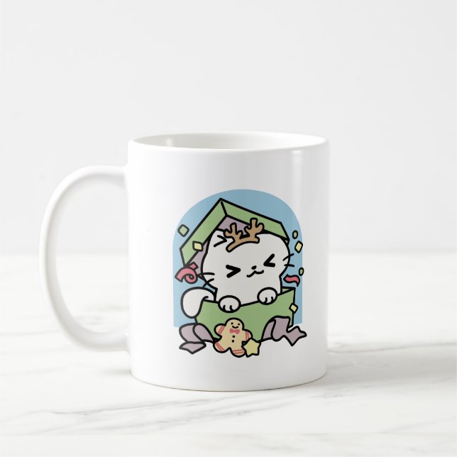 Christmas Celebration with Purr-ty Time Cat Coffee Mug (Left)