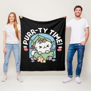 Christmas Celebration with Purr-ty Time Cat Fleece Blanket