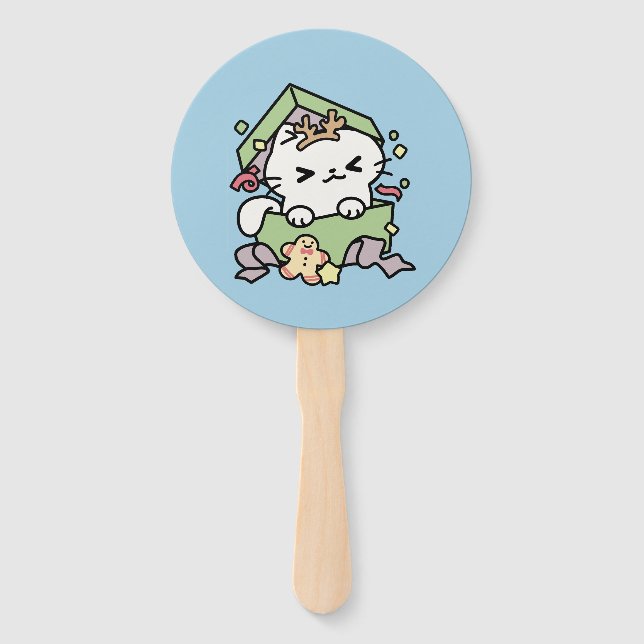 Christmas Celebration with Purr-ty Time Cat Hand Fan (Front)