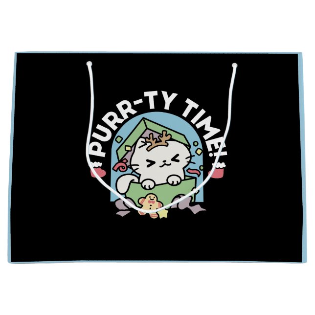 Christmas Celebration with Purr-ty Time Cat Large Gift Bag (Front)