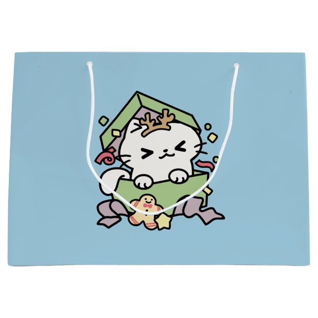 Christmas Celebration with Purr-ty Time Cat Large Gift Bag (Front)