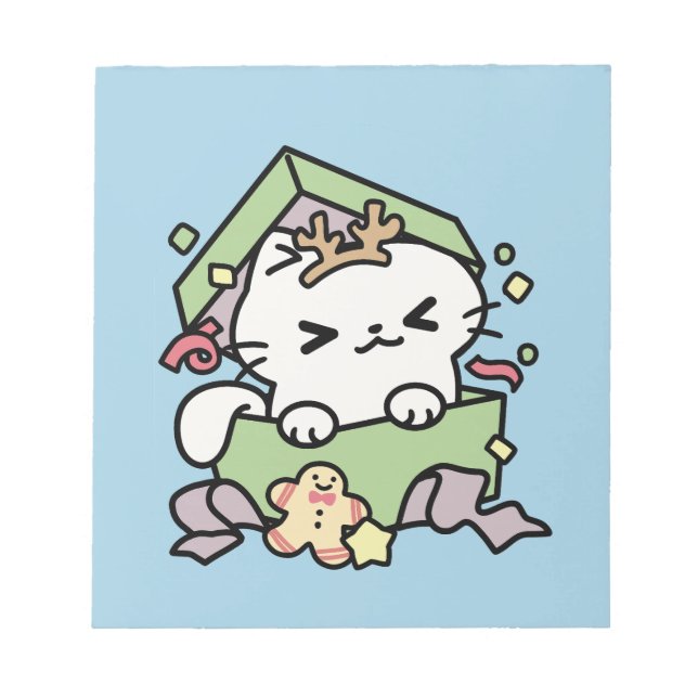 Christmas Celebration with Purr-ty Time Cat Notepad (Front)