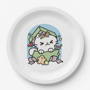 Christmas Celebration with Purr-ty Time Cat Paper Plate