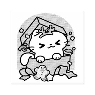 Christmas Celebration with Purr-ty Time Cat Rubber Stamp