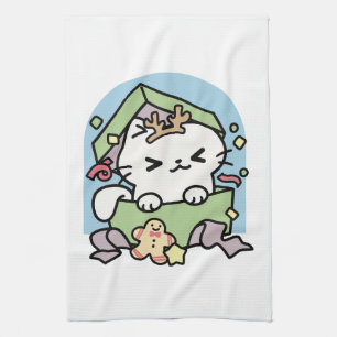 Christmas Celebration with Purr-ty Time Cat Tea Towel
