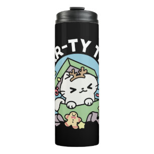 Christmas Celebration with Purr-ty Time Cat Thermal Tumbler