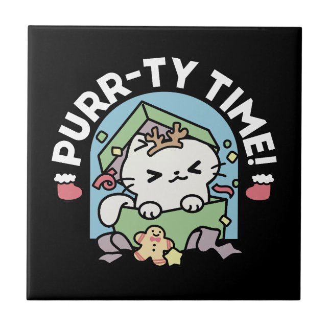 Christmas Celebration with Purr-ty Time Cat Tile (Front)