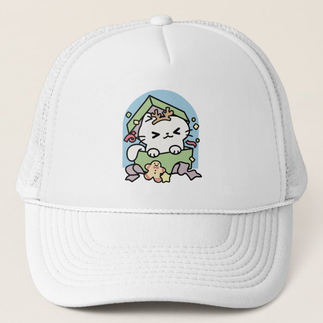 Christmas Celebration with Purr-ty Time Cat Trucker Hat (Front)