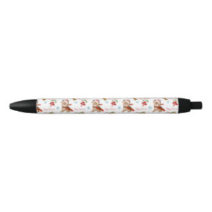 Christmas Celebration With Yorkie Pattern Black Ink Pen