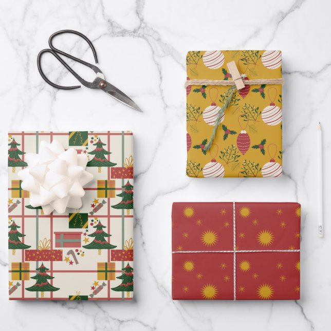 Christmas celebration Wrapping Paper Set of 3 (Front)