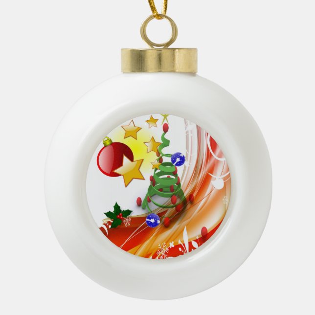 Christmas Ceramic Ball Ornament (Front)