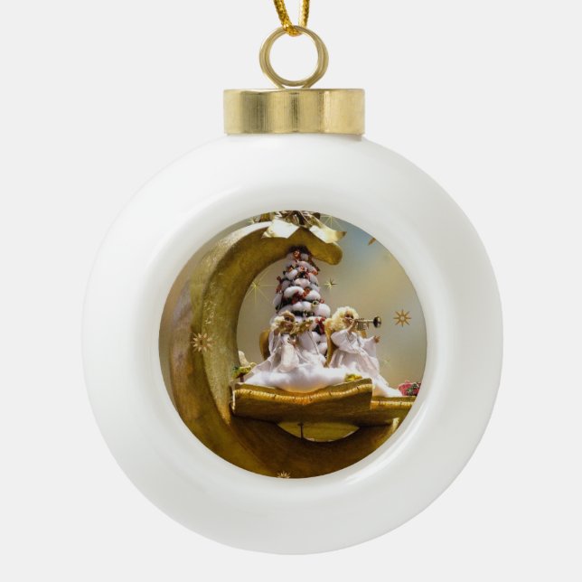 Christmas Ceramic Ball Ornament, Christmas Angel Ceramic Ball Christmas Ornament (Front)