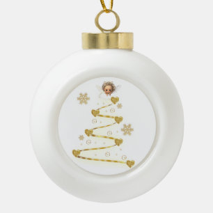 Christmas Ceramic Ball Ornament, Christmas Angel Ceramic Ball Christmas Ornament