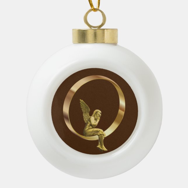 Christmas Ceramic Ball Ornament, Christmas Angel Ceramic Ball Christmas Ornament (Front)