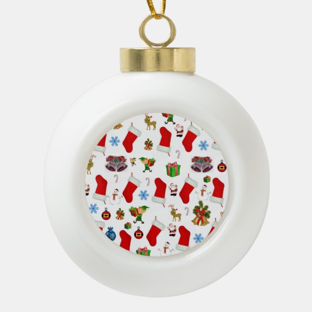 Christmas Ceramic Ball Ornament, Elf Ceramic Ball Christmas Ornament (Front)