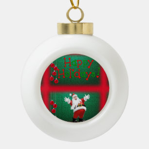 Christmas Ceramic Ball Ornament, Happy Holidays Ceramic Ball Christmas Ornament