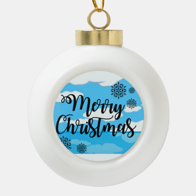 Christmas Ceramic Ball Ornament, Merry Christmas Ceramic Ball Christmas Ornament (Front)