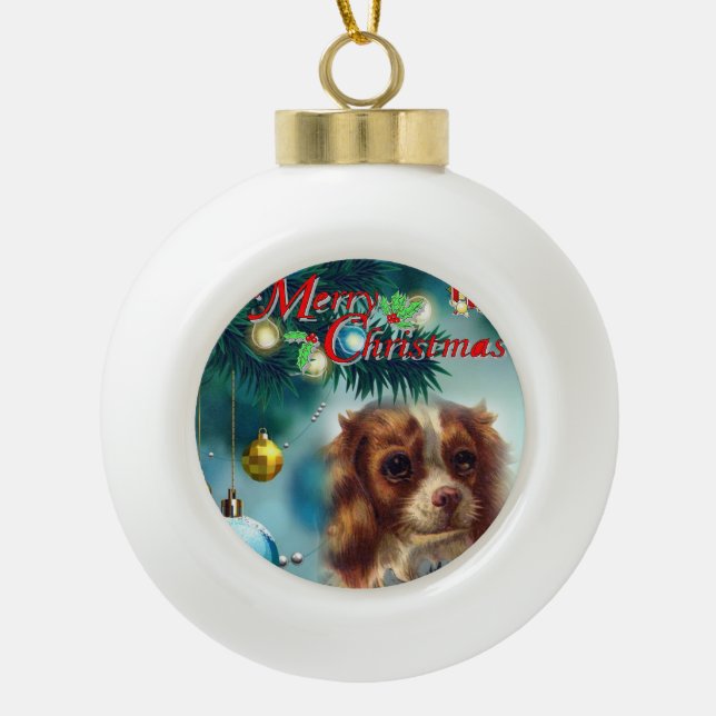 Christmas Ceramic Ball Ornament, Merry Christmas Ceramic Ball Christmas Ornament (Front)