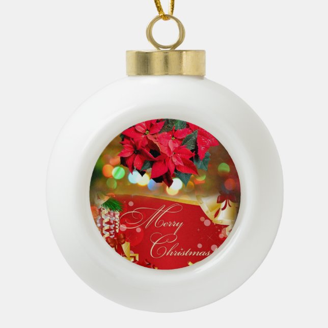 Christmas Ceramic Ball Ornament,  Merry Christmas Ceramic Ball Christmas Ornament (Front)