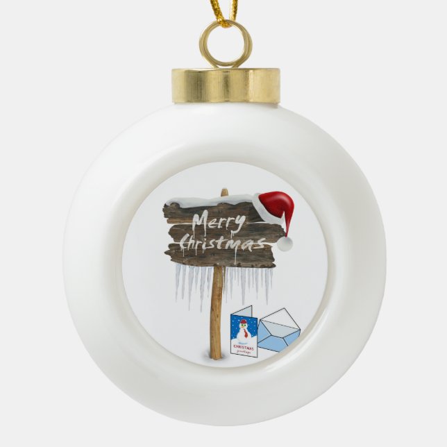 Christmas Ceramic Ball Ornament, Merry Christmas Ceramic Ball Christmas Ornament (Front)