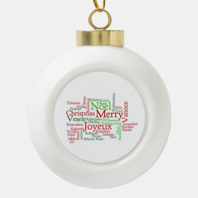 Christmas Ceramic Ball Ornament, Merry Christmas Ceramic Ball Christmas Ornament (Front)