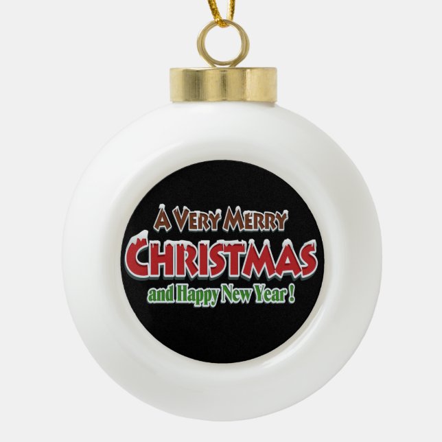 Christmas Ceramic Ball Ornament, Merry Christmas Ceramic Ball Christmas Ornament (Front)