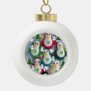 Christmas Ceramic Ball Ornament,  Penguin Ornament