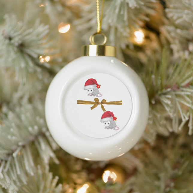 Christmas Ceramic Ball Ornament, Possum Floral Ceramic Ball Christmas Ornament (Tree)