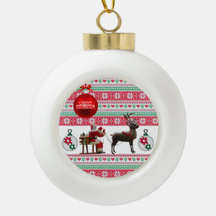 Christmas Ceramic Ball Ornament, Santa Ceramic Ball Christmas Ornament