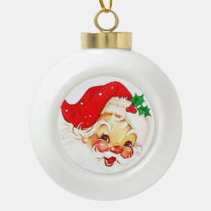 Christmas Ceramic Ball Ornament, Santa Ceramic Ball Christmas Ornament