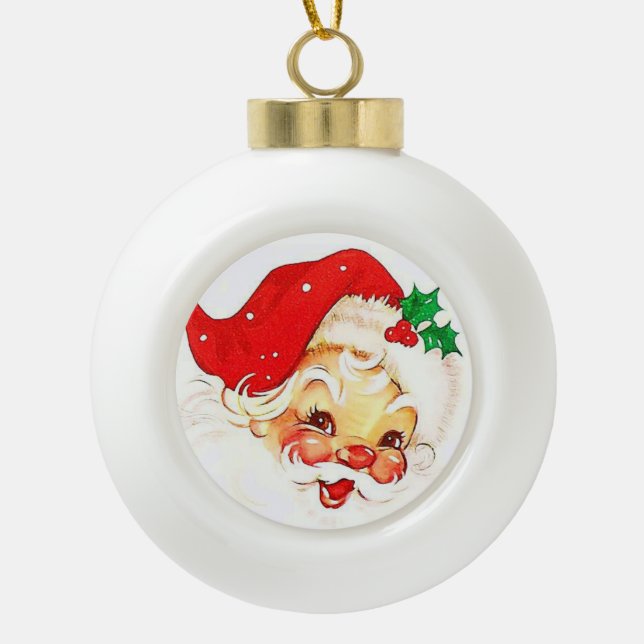 Christmas Ceramic Ball Ornament, Santa Ceramic Ball Christmas Ornament (Front)