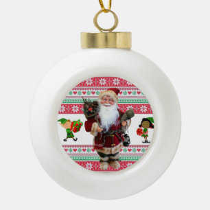 Christmas Ceramic Ball Ornament, Santa Ceramic Ball Christmas Ornament