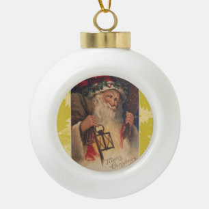Christmas Ceramic Ball Ornament, Santa Vintage Ceramic Ball Christmas Ornament
