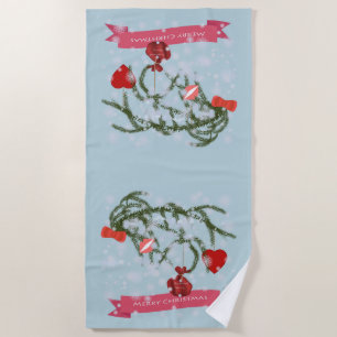 Christmas Ceramic Tile Beach Towel