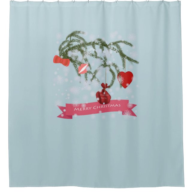 Christmas Ceramic Tile Shower Curtain (Front)