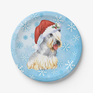 Christmas Cesky Terrier Paper Plate