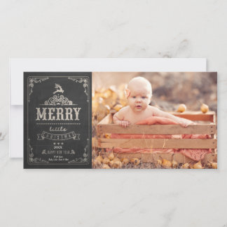 Christmas Chalkboard Baby Announcement Photo Card