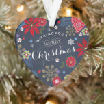 Christmas Chalkboard Custom Photo | Heart Ornament<br><div class="desc">Cartita design ©2015  All Rights Reserved
Feel free to change or add text!

I Hope you enjoy my illustrations!
 
 Look also for matching products in my store!</div>