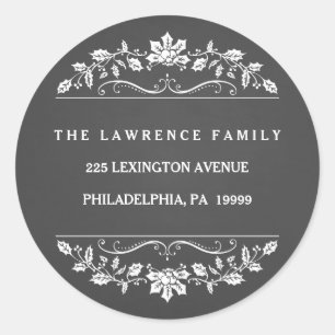 Christmas Chalkboard Holly Wreath Address Stickers