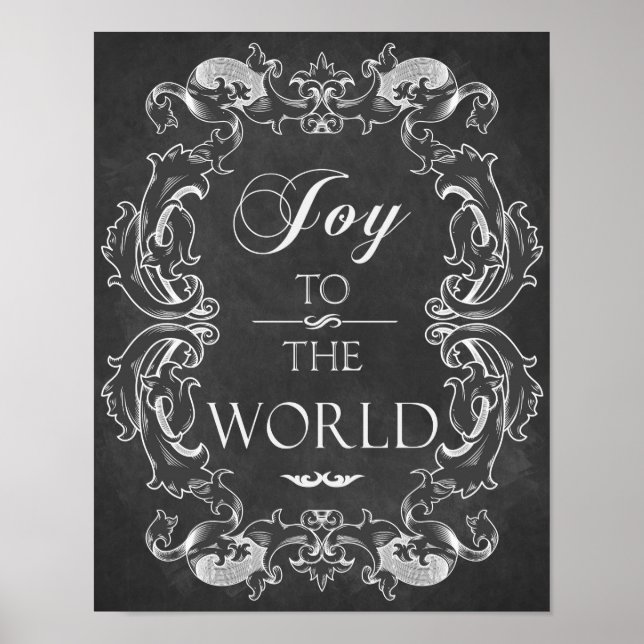 Christmas chalkboard Joy To The World Quote Art Poster (Front)