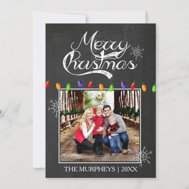 Christmas Chalkboard Photo Greeting Card (Front)